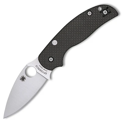 Sage 6 Carbon Fiber / G-10 Button-Release Knife (3" Satin S90V) Spyderco C123CFBCLS90VP