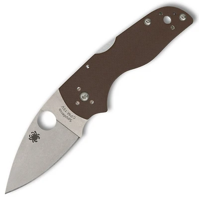 Lil Native Brown G-10 Mid Backlock Knife (2.42" Satin CPM 15V) Spyderco [Sprint Run] C230MBGPBN15V