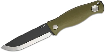 Azo Polaris [Green G10] Fixed Blade Knife [4.23" Black 1095 Carbon Steel] Kizer Cutlery 1100A2