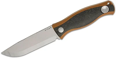 Azo Polaris [Tan G10 Handles with Black Micarta Inlays] Fixed Blade Knife [4.23" Satin AEB-L Stainless] Kizer Cutlery 1100A1