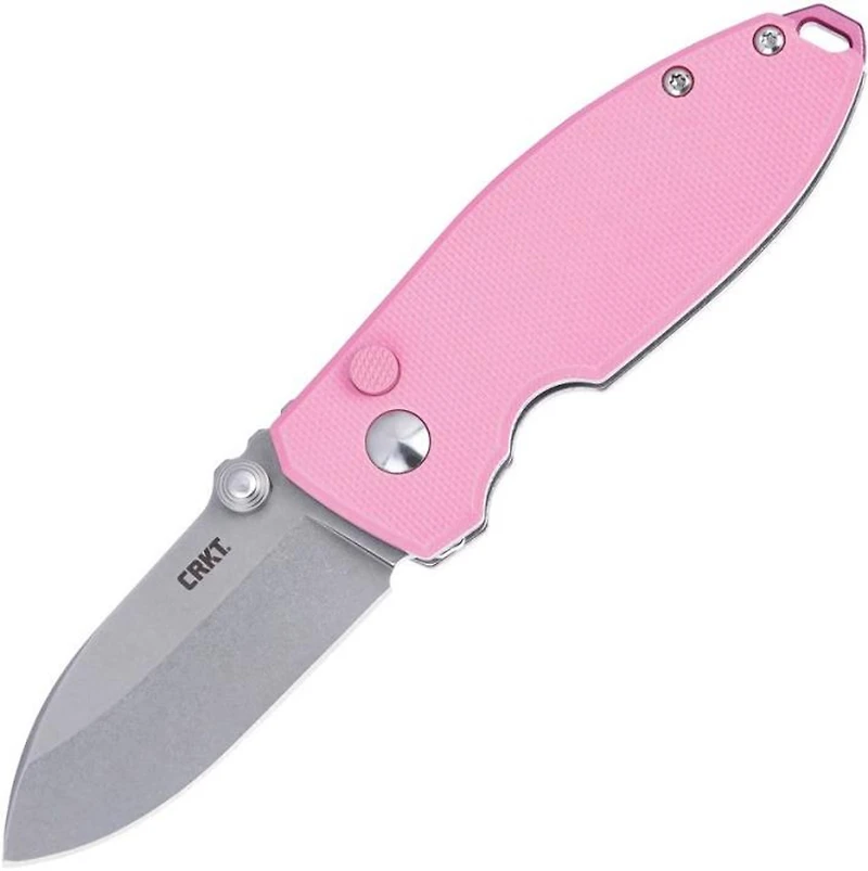 CRKT - Squid Button Lock Rose Quartz G-10 Pocket Knife (2.25" Stonewash 14C28N Sandvik)