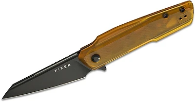 Maciej Torbe Skinner Flipper [Ultem (PEI) Handle] Liner Lock Pocket Knife [3.32" Black PVD Nitro-V] Kizer Cutlery V3725A1
