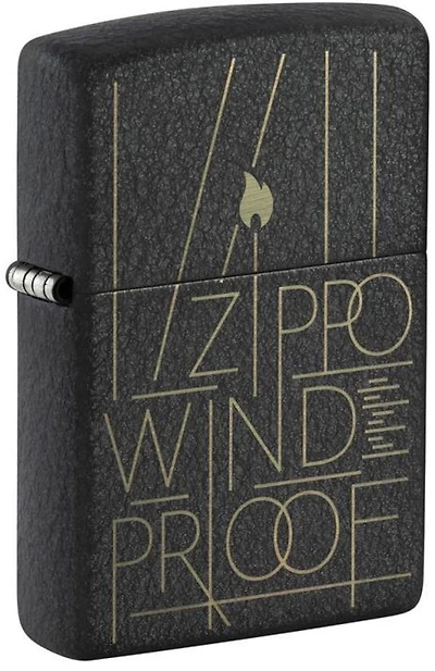 Line Art Zippo Design Black Crackle Zippo