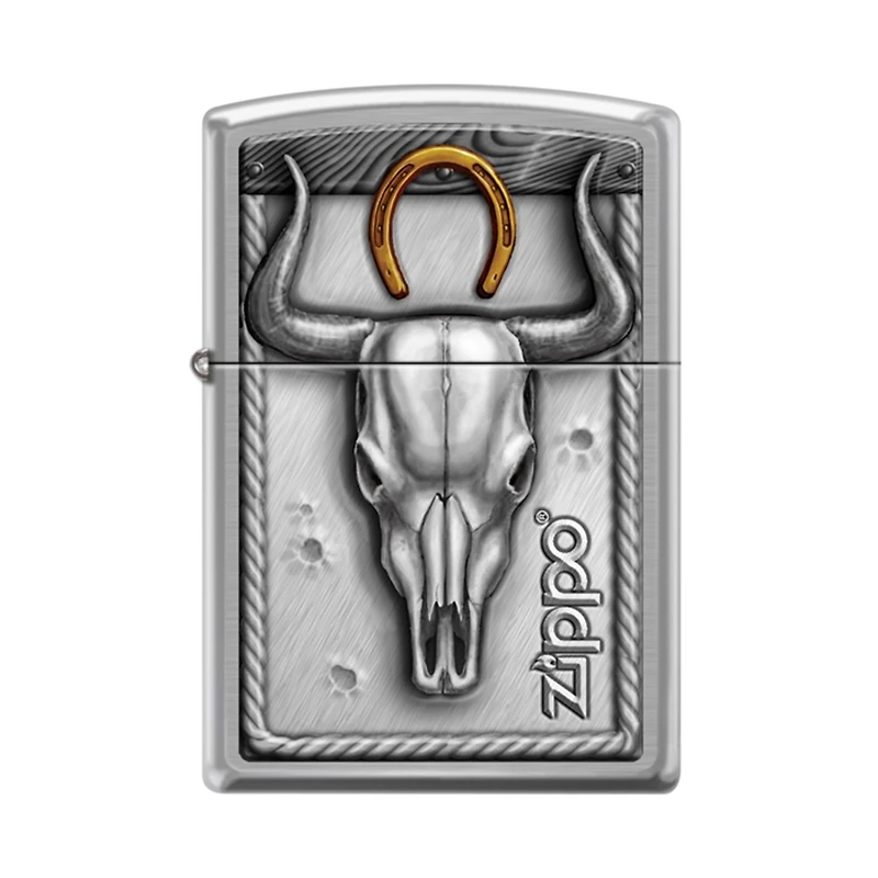 Bull Skull & Horseshoe Zippo