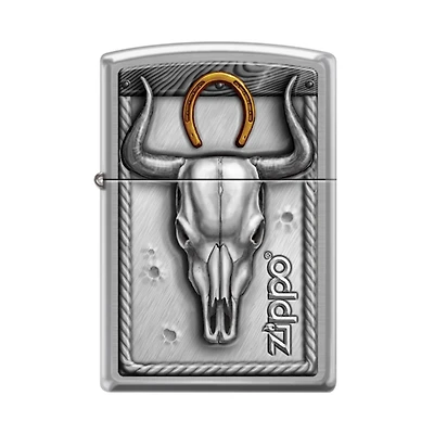 Bull Skull & Horseshoe Zippo
