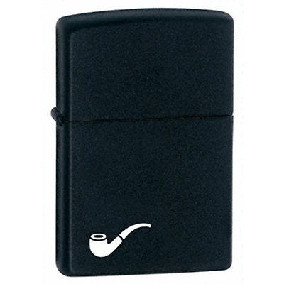 Black Matte, White Pipe Zippo