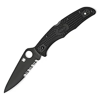Spyderco Endura 4 Folding Knife Lockback Black FRN [3.75" Black Serrated VG-10] C10PSBBK
