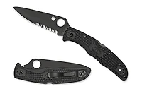 Spyderco Endura 4 Folding Knife Lockback Black FRN [3.75" Black Serrated VG-10] C10PSBBK