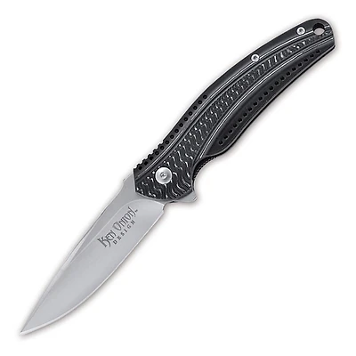 CRKT Ripple Manual Knife Frame Lock Black Aluminum [2.7" Plain Satin] Drop Point K410KXP