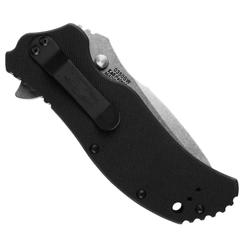 Zero Tolerance 0350 Spring Assisted Knife Liner Lock Black G-10 [3.25" Plain Stonewash] Drop Point 0350SW