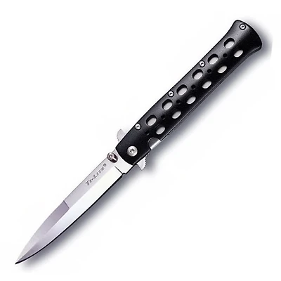 Cold Steel Ti Lite Manual Knife Lockback Black Zytel [4.0" Plain Satin AUS-8A] Spear Point CS26SP