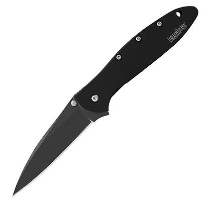 Kershaw Leek Spring Assisted Knife Black Stainless Steel [3.00" Black 14C28N] Wharncliffe 1660CKT