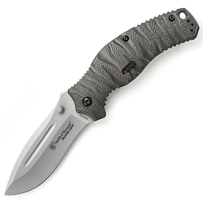S&W Black Ops 4 Spring Assisted Knife Liner Lock Gray Aluminum [3.35" Bead Blast Plain]