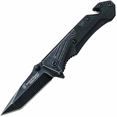 S&W Extreme Ops Manual Knife Liner Lock Black G-10 [2.25" Black Plain]