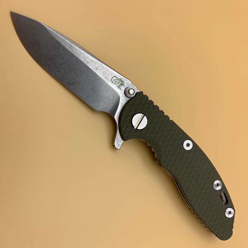 Hinderer Knives XM-18 Manual Knife Frame Lock OD Green G-10 [3.00" Plain Stonewash CPM-S20V] K10810SP00