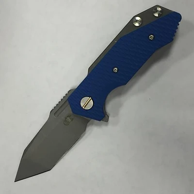 Hinderer Knives Half Track Manual Knife Frame Lock Blue G10 [2.75" Plain Stonewash CPM-S20V] K2519SGW00