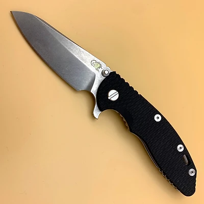 Hinderer Knives XM-18 Manual Knife Frame Lock Black G-10 [3.50" Plain Stonewash CPM-S20V] K2522SGS00