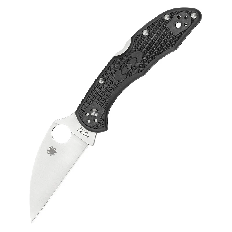 Spyderco Delica 4 Folding Knife Lockback Black FRN [2.875" Satin VG-10] Wharncliffe C11FPWCBK