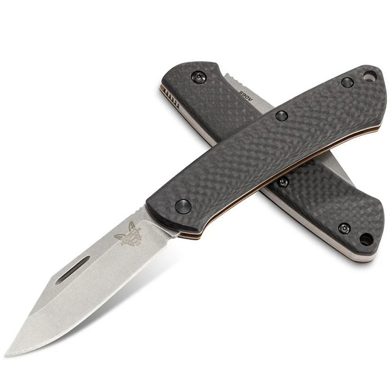 Benchmade Proper Folding Knife Slip Joint Black Carbon Fiber [2.82" Stonewash S90V] 318-2