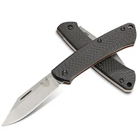 Benchmade Proper Folding Knife Slip Joint Black Carbon Fiber [2.82" Stonewash S90V] 318-2