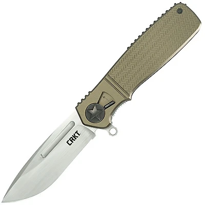 CRKT Homefront Manual Knife Liner Lock Brown Aluminum [3.50" Plain Satin] Drop Point K270GKP