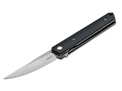 Boker Plus Mini Kwaiken Manual Knife Black G-10 [3.125" Plain Stonewash] Straight Back 01BO289