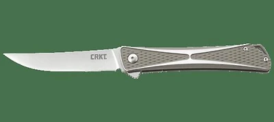 CRKT Crossbones Manual Knife Liner Lock Gray Aluminum [3.54" Plain Satin] Trailing Point 7530