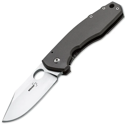 Boker Plus F3 II Manual Knife Gray Titanium [3.00" Plain Satin] Clip Point 01BO340