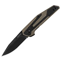 Kershaw Fraxion Folding Knife Tan/Black Carbon Fiber/G-10 [2.75" Black 8Cr13MoV] Clip Point 1160TANBW