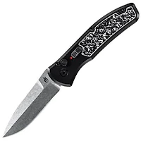 Gerber Empower Automatic Knife Plunge Lock Black/White Aluminum [3.25" Stonewash Plain] 30-001323