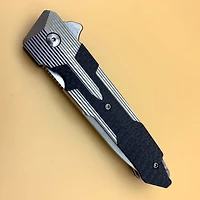 Spartan Knives Kranos Manual Knife Black/Gray Carbon Fiber [3.375" Stonewash S35VN] Spear Point SF6SWPLCF