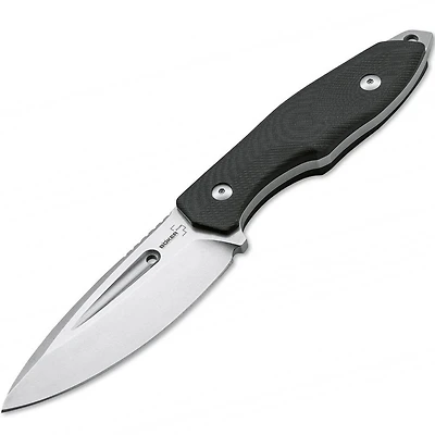 Boker Plus Caracal Fixed Blade Knife Black G-10 [4.125" Plain Satin] Drop Point 02BO770