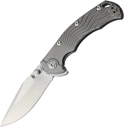 Kizer River Cat Manual Knife Frame Lock Gray Titanium [3.3475" Stonewash S35VN] Clip Point Ki4456A1
