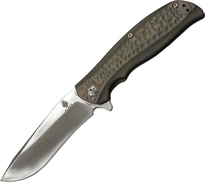 Kizer Rattler Manual Knife Frame Lock Blue/Green Titanium [3.58" Satin S35VN] Drop Point Ki4470A2