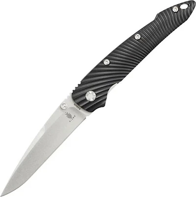 Kizer Silver Manual Knife Liner Lock Black Aluminum [3.50" Stonewash S35VN] Drop Point Ki4419A4