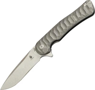 Kizer Dukes Manual Knife Frame Lock Gray Titanium [3.625" Satin S35VN] Drop Point Ki5466A2