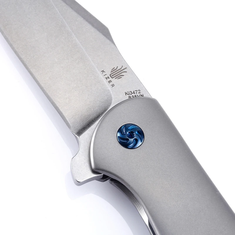 Kizer Ursa Minor Manual Knife Frame Lock Gray Titanium [3.125" Stonewash S35VN] Clip Point Ki3472