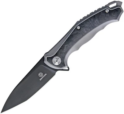 Defcon Agent Manual Knife Frame Lock Black Carbon Fiber [3.75" Black Plain S35VN] TF5289