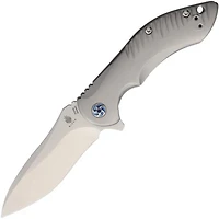 Kizer Alter Ego Manual Knife Frame Lock Gray Titanium [3.50" Stonewash S35VN] Drop Point Ki4492
