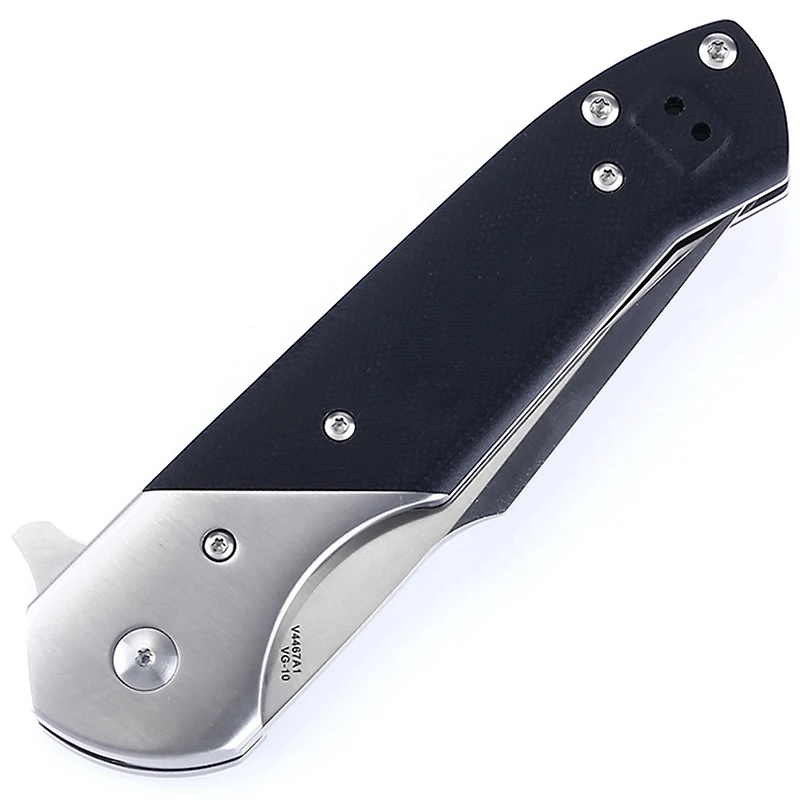 Kizer Vanguard Series Kane Manual Knife Liner Lock Black G-10 [3.50" Stonewash VG-10] Clip Point V4467A1