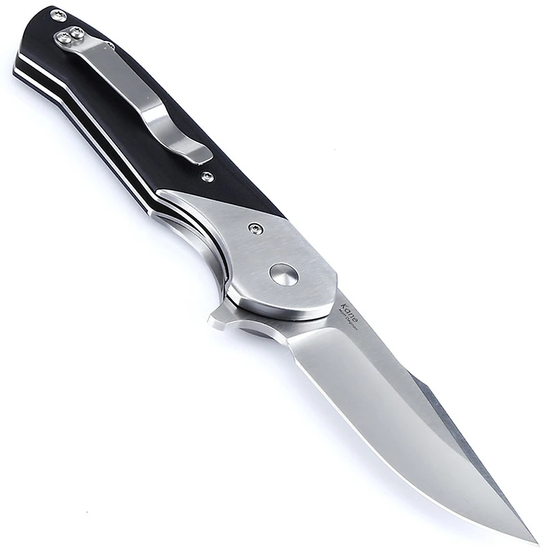 Kizer Vanguard Series Kane Manual Knife Liner Lock Black G-10 [3.50" Stonewash VG-10] Clip Point V4467A1