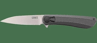 CRKT Slacker Manual Knife Liner Lock Gray Aluminum [3.32" Plain Satin] Drop Point K350KXP