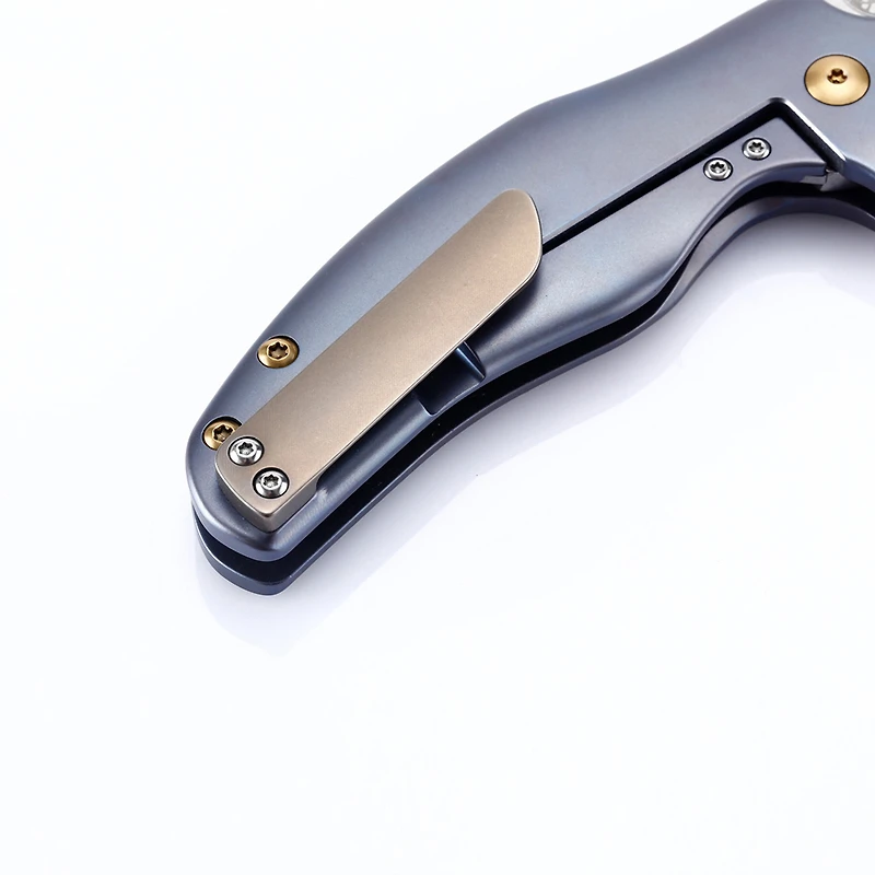 Kizer C01C Folding Knife Frame Lock Blue Titanium [3.25" Stonewash S35VN] Sheepsfoot Ki4488A