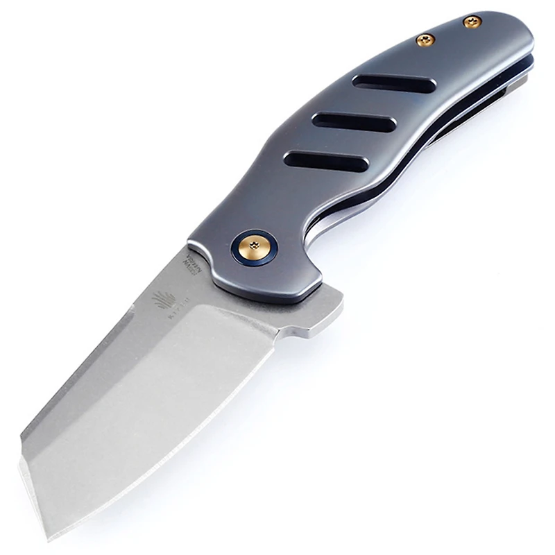 Kizer C01C Folding Knife Frame Lock Blue Titanium [3.25" Stonewash S35VN] Sheepsfoot Ki4488A