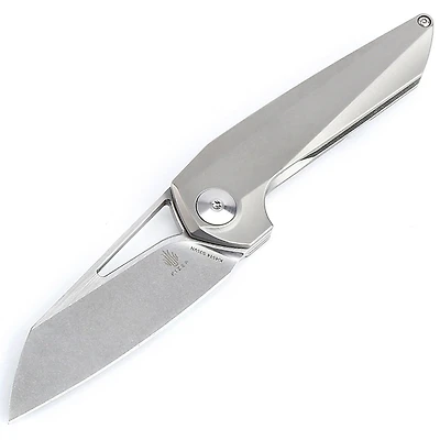 Kizer Theta Manual Knife Frame Lock Gray Titanium [3.125" Stonewash S35VN] Wharncliffe Ki4514