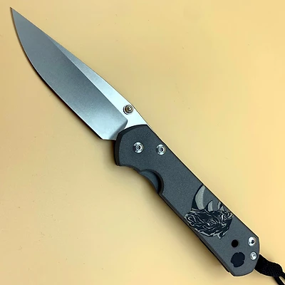 CRK Large Sebenza 21 Manual Knife (Rhino CGG) [3.625" Plain Stonewash] Drop Point