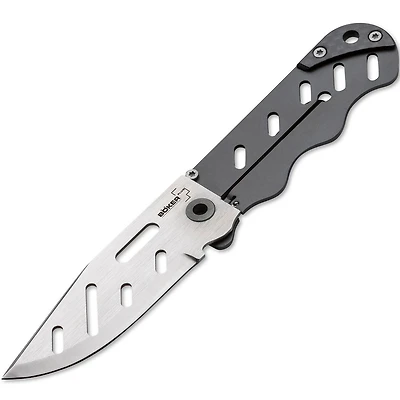 Boker Plus Stowaway Manual Knife Gray Titanium [3.25" Plain Satin] Clip Point 01BO029