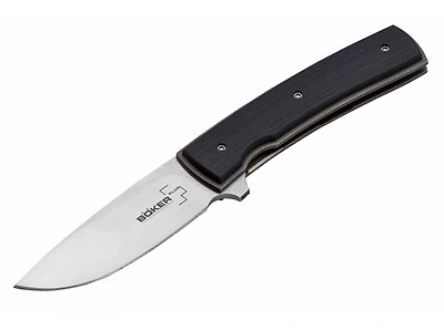 Boker Plus FR Manual Knife Black G-10 [2.85" Plain Satin] Drop Point 01BO742
