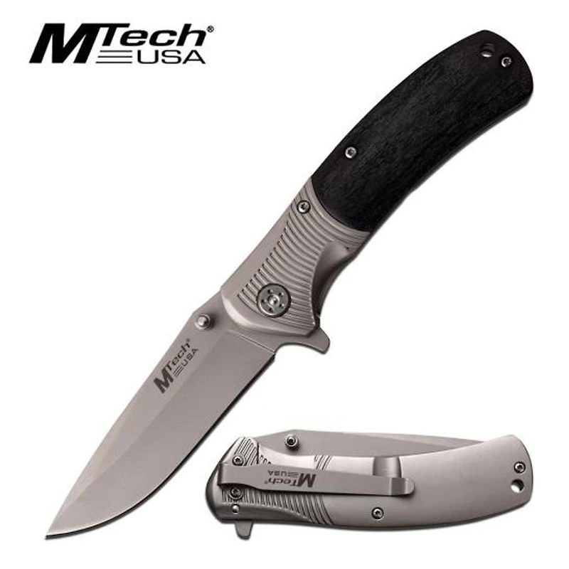 Mtech Bk Wood Stainless Bolster Pocket Knife