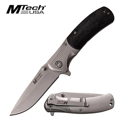 Mtech Bk Wood Stainless Bolster Pocket Knife